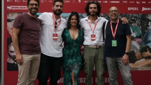 Il produttore Emiliano Trovati, i registi Valerio Lo Muzio e Michael Petrolini, la protagonista Romina Cabezas Navarete, e Fabio Abagnato per "Romina"